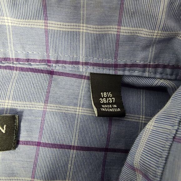 Van Heusen Mens Dress Flex Shirt 18.5 36/37 Reg Blue Oeko Tex Button Long Sleeve - Picture 9 of 13